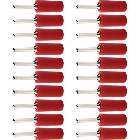 Kit de 20 connecteurs banane mâles étanches en laiton nickelé de 2 mm (rouge) (1/5)