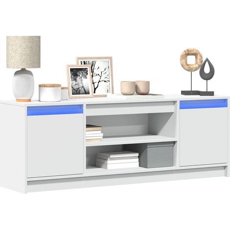 TV-Schrank mit LED-Beleuchtung Weiß 139,5x34x50cm Holzwerkstoff