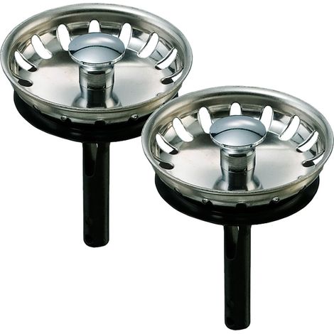 2er Set Edelstahl-Siebkörbchen für Teka Spüle mit 1 1/2 Zoll ohne Excenter Schmutzsieb Siebkorb - Durchmesser 54 mm