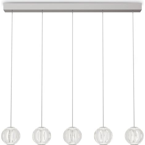 Ideal Lux Sospensione moderna Diamond 3 luci LED integrato trasparente alluminio