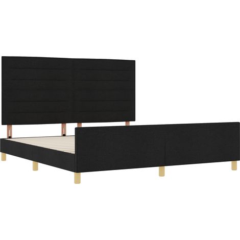 Estructura de cama con cabecera Negro 180 x 200 cm tela vidaXL (1/5)