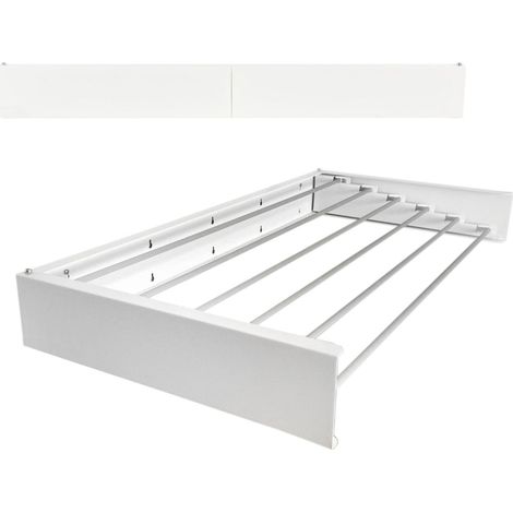 Étendoir à linge mural rétractable – 3.55 m d'espace utilisable – Supporte jusqu'à 25 kg – Pour espaces réduits – Couleur blanc – Foxydry