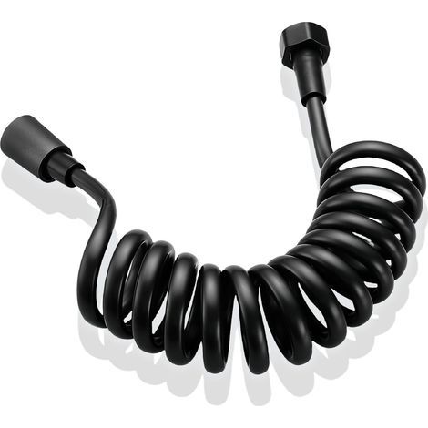 Brauseschlauch, 300 cm ausziehbarer Brauseschlauch schwarz, Schaumstoff-Brauseschlauch mit Stopfen, Teleskop-Federschlauch für Handbrause, Toilette und Bidet, einfache und schnelle Installation