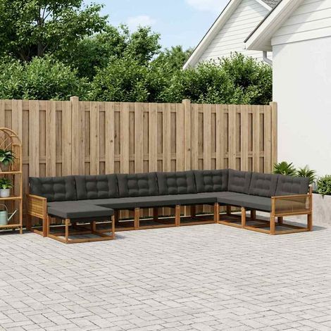 vidaXL Outdoor-Sofagarnitur mit Kissen 8 pcs Natürlich und Schwarz (1/5)
