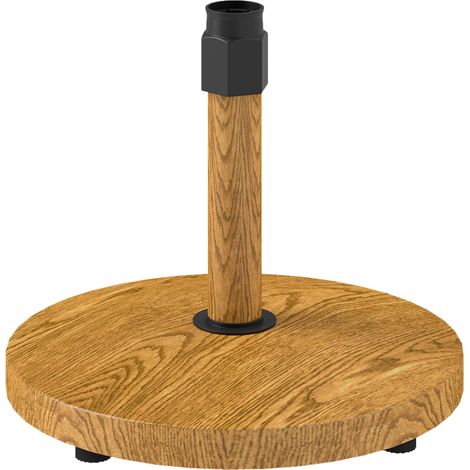 Pied de parasol à 4 roues avec freens, en béton et métal, Ø 48 x 44 cm, couleur bois, idéal pour stabiliser votre parasol de jardin ou de balcon, adapté à une utilisation extérieure résistante aux ... (1/5)