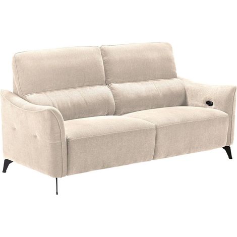 Canapé 3 Places Electrique Tissu Waterproof Beige - BURGOS (1/5)