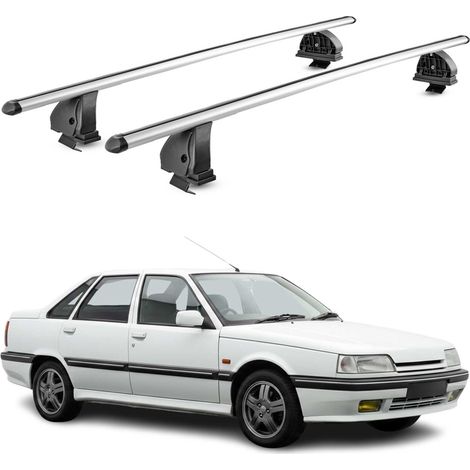 OMAC Barres de toit transversales en aluminium pour Renault R21 1989-1995 – TÜV / DIN 75302:2019 – Antivol inclus – Charge max 75 kg – 2 barres – Gris (1/5)