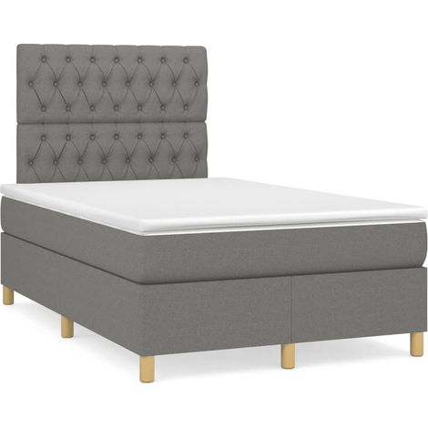 Sommier à lattes de lit avec matelas gris foncé 120x190 tissu (1/5)