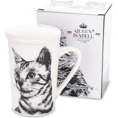 Taza grande con infusor con motivo de gato como regalo (1/5)