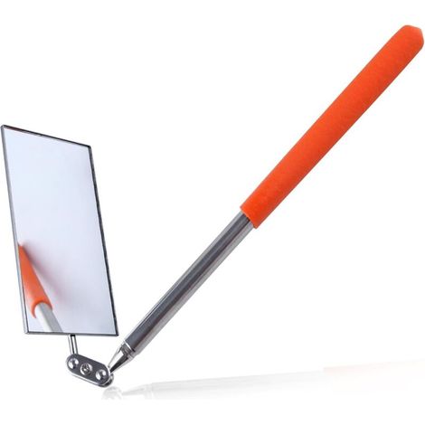 Miroir d'inspection télescopique avec tête pivotante à 360° - Miroir rectangulaire Extensible jusqu'à 49,5 cm de Long - Miroir d'inspection sur bâton pour vérifier l'observation du véhicule