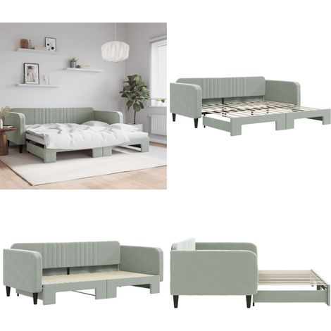 Lit de jour avec gigogne sans matelas gris clair 100x200 cm - Canapé-lit - Canapé transformable (1/5)
