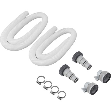 Kit de remplacement tuyau filtration piscine 1.5 po avec adaptateurs A B et colliers pour pompe piscine, tuyau PE EVA acier inox 1.5 m, 4 tuyaux 8 colliers 4 adaptateurs A 4 adaptateurs B (1/5)