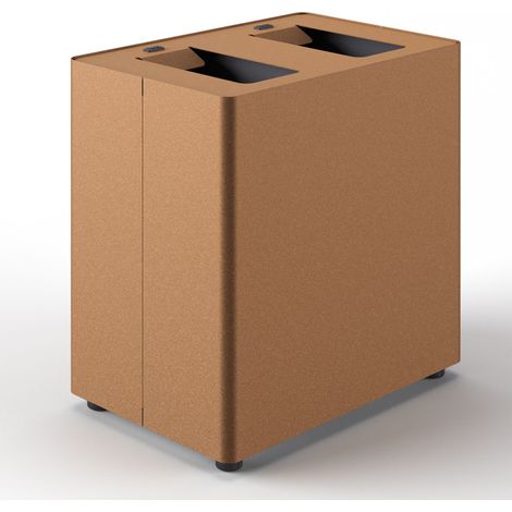 Pattumiera a 2 Scomparti Totale 48 L 48,5x33x49 cm con Contenitori Interni in Acciaio Verniciato Corten