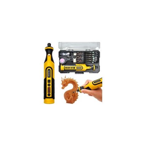 Lot de meuleuses sans fil réglables à 5 vitesses, lumière LED 7,2 V, mini ponceuse rotative électrique sans fil Tepy-C avec 59 accessoires pour perçage, ponçage et polissage, modèles en résine