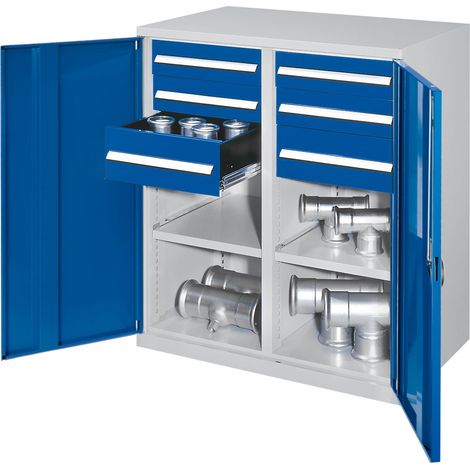 Kappes Schwerlast-Beistellschränke mit Mitteltrennwand 1110x1000x600mm Vollblechtüren Modell 71 enzianblau