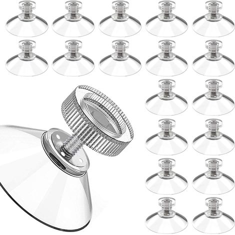 Paquete de 20 ventosas de 30 mm de diámetro con rosca M5 (7 mm de longitud) y tuercas moleteadas transparentes ventosas para vidrio, ventanas y baños instalación sin taladro (1/5)