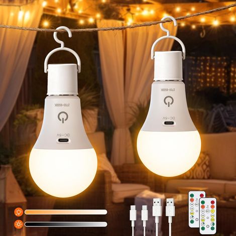 Lot de 2 E27 Ampoules Rechargeables Avec Télécommande, Touch Control (1/5)
