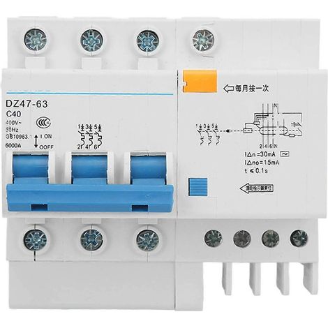 Leitungsschutzschalter 3P/N, Stromtrennschalter, DIN-Schiene, 400 V, 40 A, Abschaltvermögen 6000 A