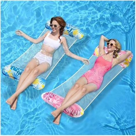 Lot de 2 tapis flottants piscine gonflables 4 en 1, hamac aquatique plage vacances (1/5)
