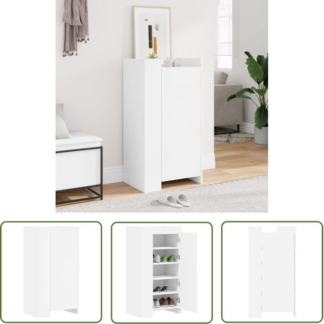 The Living Store Schuhschrank Weiß 52x37,5x100 cm Holzwerkstoff - Schuhschrank - Schrank Für Schuhe - Holzwerkstoffmöbel - Garderobe - Aufbewahrungsbox (1/5)