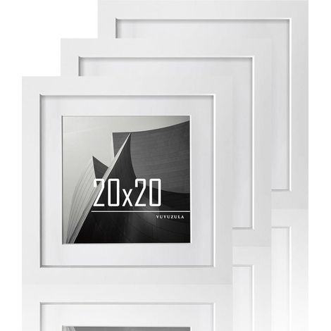 Bilderrahmen Set 20x20cm Weiß Holz Quadratisch Fotorahmen MDF Rahmen 3er Set (1/5)