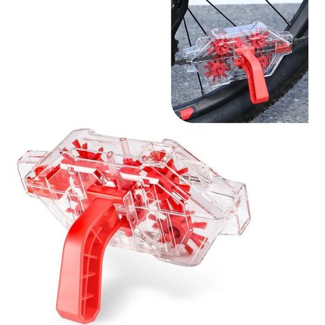 Nettoyeur de chaîne de vélo - Nettoyeur de chaîne transparent - Avec brosses intégrées - Convient aux VTT et aux vélos de route (1/5)