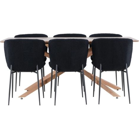 Piazza Essgruppe Tisch 90x180cm und 6 Stühle mocca, schwarz.