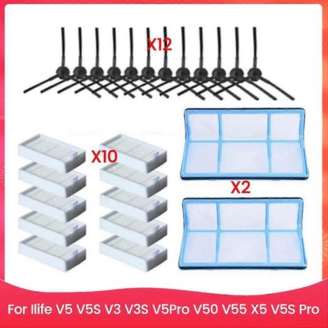 Filtre HEPA à brosse latérale compatible avec les pièces détachées pour aspirateurs iLife V5, V5S, V3, V3S, V5Pro, V50, V55, X5 et V5S Pro (1/5)