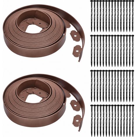 Bordure de jardin sans excavation en PE marron 5x5 cm 1 m avec 3 clous marron 5 5cm1 3 100 g – Livraison gratuite