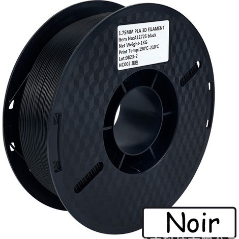 Ersatzfilament für 3D-Drucker, PLA, Ø 1,75 mm, schwarz, 1 kg (1/2)