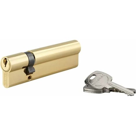 Cylindre de serrure double entrée 30x80mm – Anti-arrachement – 5 goupilles – 3 clés en laiton nickelé – Profil européen (1/4)