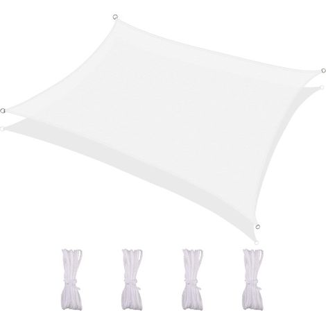 Voile d'ombrage rectangulaire, imperméable et résistant aux UV, pour terrasse, jardin, pelouse, 2 x 3 m, blanc (1/5)