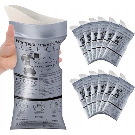 12 bolsas de orina de emergencia para coche, Botella de orina desechable, 700 ml, Bolsa de orina de emergencia para viajes, A prueba de fugas (1/5)