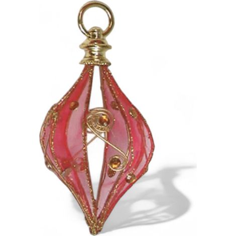 Set sfere ovali in rete rosso confezione da 6 pezzi per decorazioni e lavori fai da te - ø 6 cm (1/3)