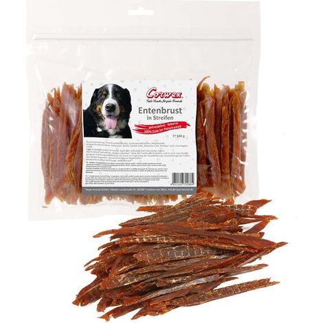 Bandes à mâcher (500 g, magret de Canard en Bandes), 100% Viande, sans céréales/Faible en Gras, collation à mâcher pour Chien, séchées à l'air Libre (1/2)