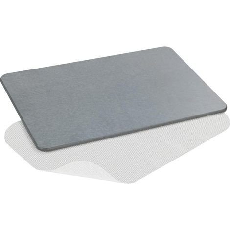 Tapis de Bain antidéparant et Doux en Terre de diatomée  Séchage Rapide  Anti Odeur  Fort Pouvoir Absorbant Papier émeri Inclus pour Le Nettoyage   diatomite 60x39 cm  Gris