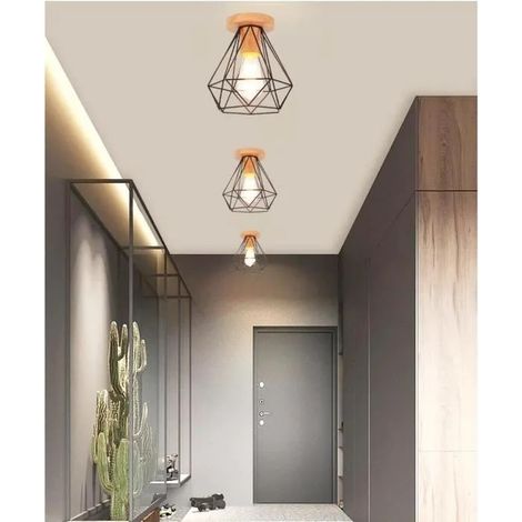 U-do 3pcs Plafonnier Industrielle en Cage Noir Lampe de Plafonde Vintage Métal pour Salon Chambre (1/4)