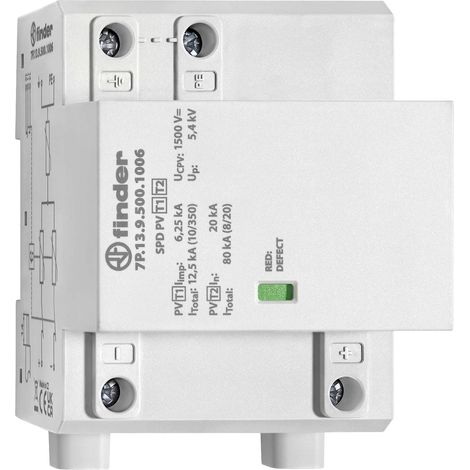 Parafoudre T1+2 pour photovoltaïque 1050VDC 3 varistors sans télésignalisation FINDER 7P1390000006