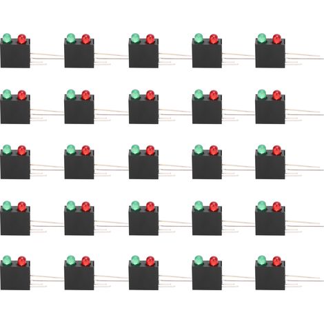 100Pcs Supports LED Noir Double Trou Base Carrée Courbée 90° avec Lumière Rouge Verte 3mm (1/5)