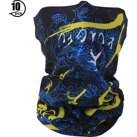 Lot de 10 tours de cou multifonctions unisexes, bandeau cyclisme sans couture réversible, protection solaire vent imperméable été (1/5)