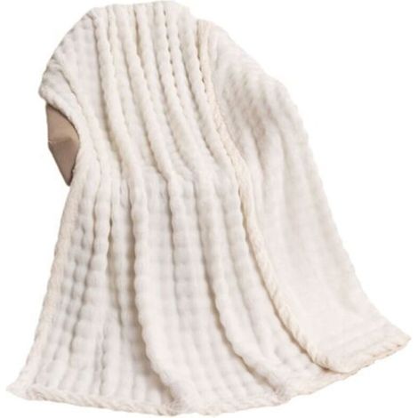 – Plaid épais en fausse fourrure de lapin 100x150 cm – Texture douce et moelleuse – Confort luxueux pour chambre et canapé (1/4)
