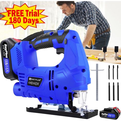 Cordless Electric Jigsaw Heavy Duty Wood Metal Cutting Saw LED & Blade Battery (1/5)