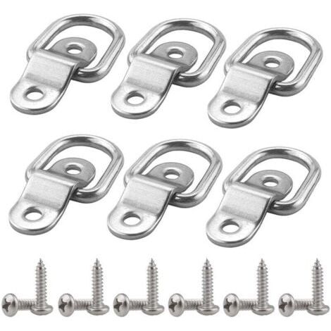 6 Pcs Anneaux Arrimage en Acier Inox D Anneau de Fixation avec Vis pour Remorque Bateaux Voiture Cargaison Autos Camions (1/4)