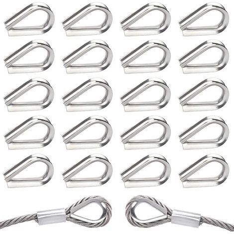 40 Pièces M5 Cosses de Câble Métallique en Acier Inoxydable 304 Cosse Coeur pour Cable Acier pour Câble Métallique 5mm (1/4)