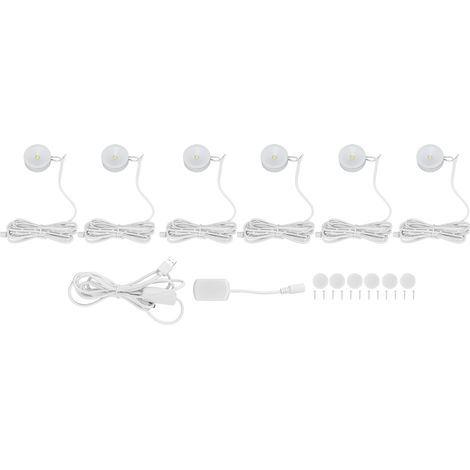 Spots LED ronds ultra-minces à intensité variable pour sous-meubles, idéaux pour les halls d'exposition et les armoires (1 pour 6). (1/5)