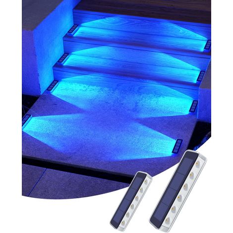 Lampe Solaire Exterieur Jardin, Lot de 4 Eclairage Escalier Exterieur IP68 Étanche, Blanc Chaud LED Lampe Solaire pour Jardin, Chemin, Escalier, Allée, Patios, Sol