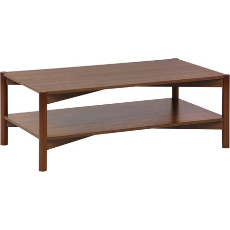 sweeek - Table basse rectangulaire décor bois double plateau 110cm noyer - Harmony (1/5)