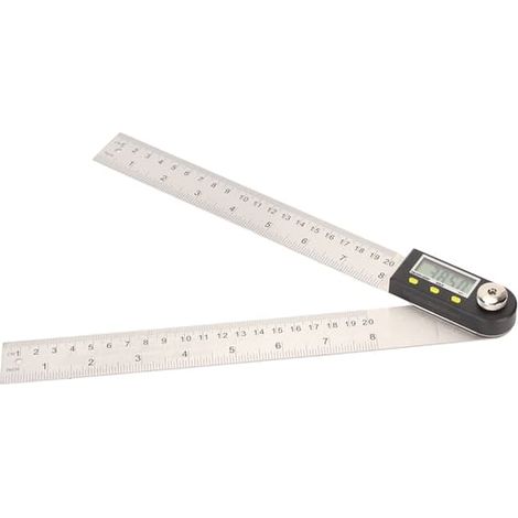 Rapporteur numérique 200 mm, angle de 0 à 360°, en acier inoxydable avec fonction de verrouillage, outil de mesure d'angle pour le travail du bois et le bricolage. (1/5)