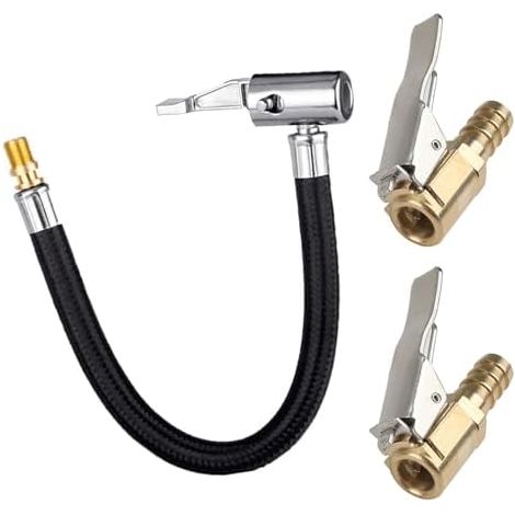 Kit d'Extension de Valve Pneu 23.5 cm - Tuyau Gonflage avec 2 Adaptateurs à Levier 8 mm Compatible Vélos, Motos, Voitures pour réparation (1/5)