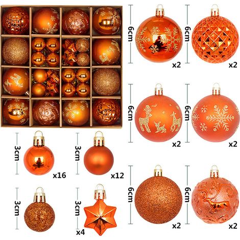 Boules et décorations de Noël - Décorations classiques pour sapin de Noël (44 pièces) - cuivre